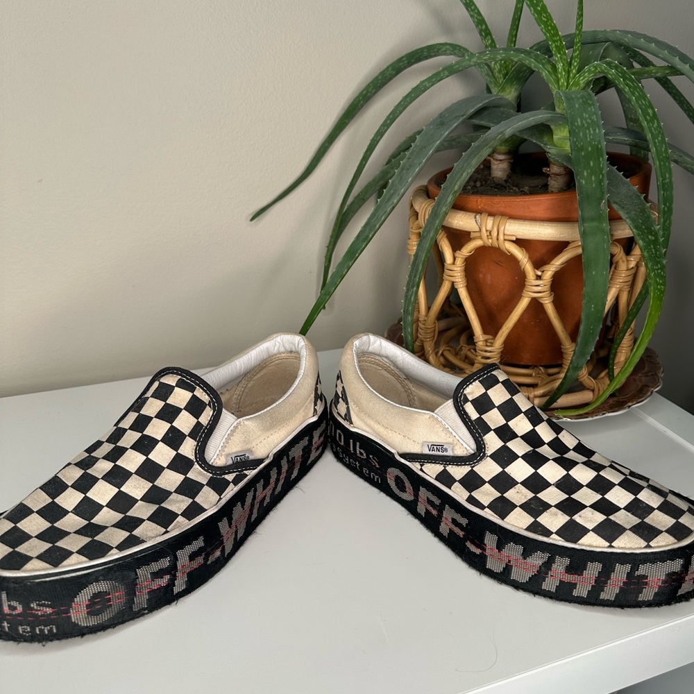 Custom Vans Checkerboard Slip-Ons w/ Off-White Style Platform Belt Wrap M6.5 W8 - Picture 8 of 13